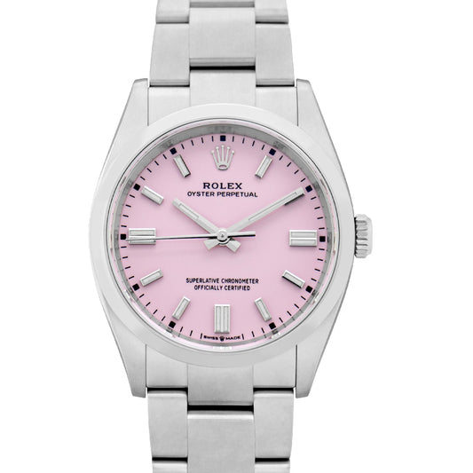 Oyster Perpetual Automatic Pink Dial Stainless Steel Ladies Watch
