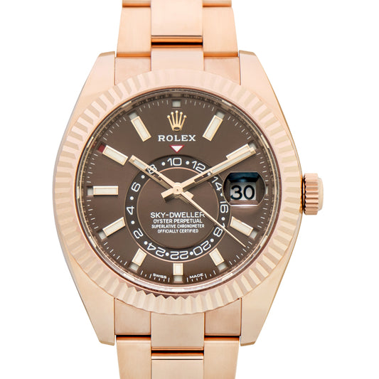 Sky-Dweller Chocolate Dial 18 ct Everose Gold Oyster Bracelet Automatic Men's Watch