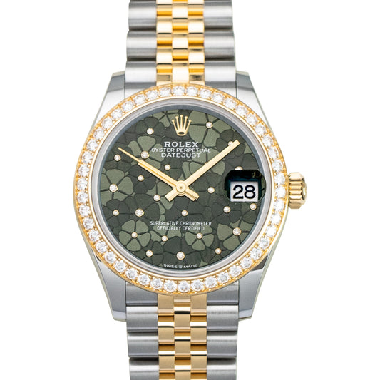 Classic watches Automatic Green Dial 18kt Yellow Gold Ladies Watch