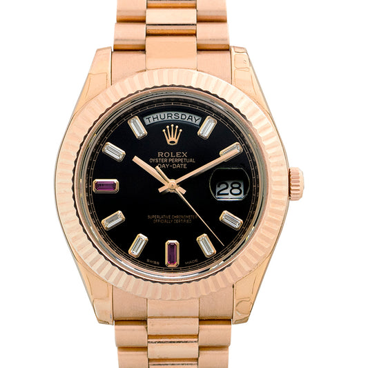 Day-Date Black/18k rose gold Ø41mm
