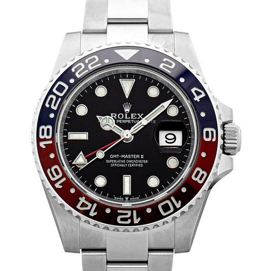 GMT Master II Pepsi Blue and Red Bezel Automatic Black Dial Oyster Men's Watch