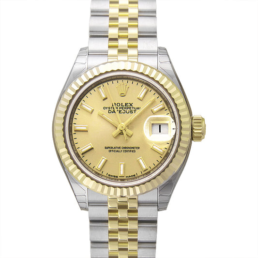 Lady Datejust 28 Rolesor Yellow Fluted Jubilee Champagne
