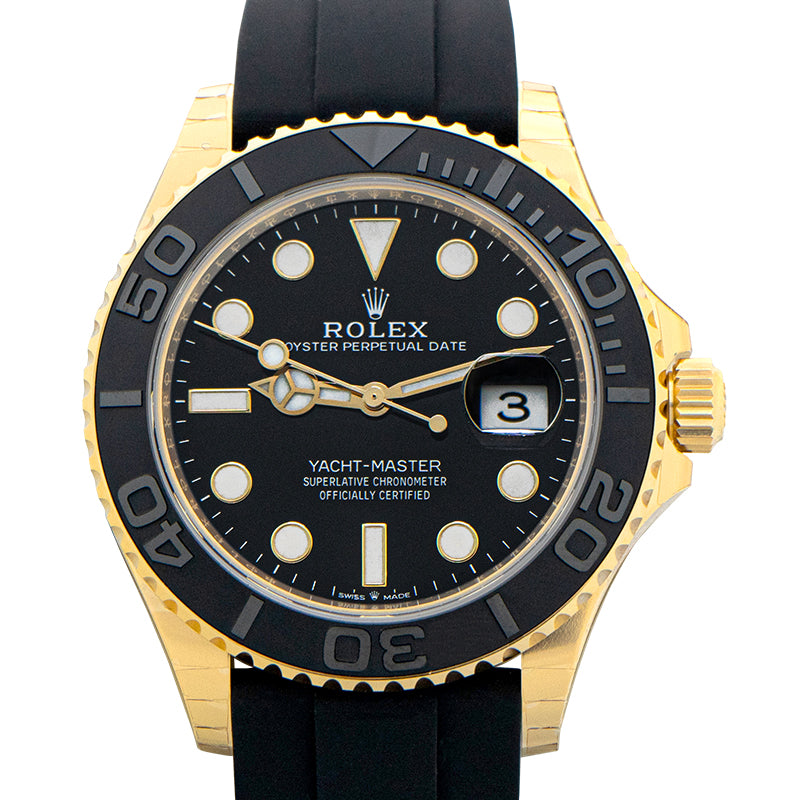 Yacht Master Automatic Black Dial 18kt Yellow Gold Men's Watch