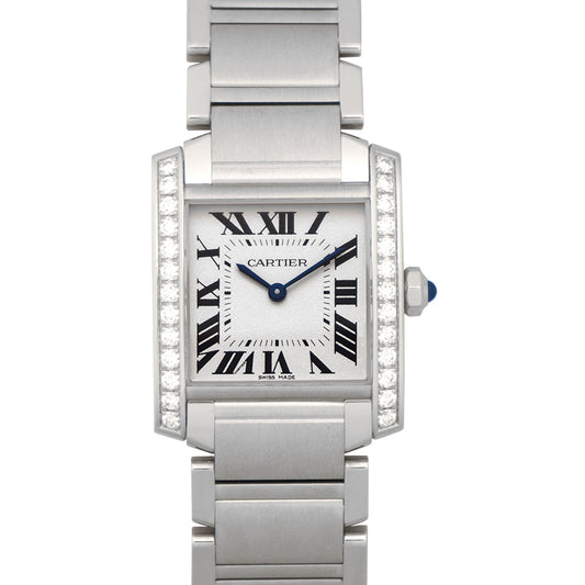 Tank Francaise 30mm Quartz Silver Dial Stainless Steel Diamonds Ladies Watch