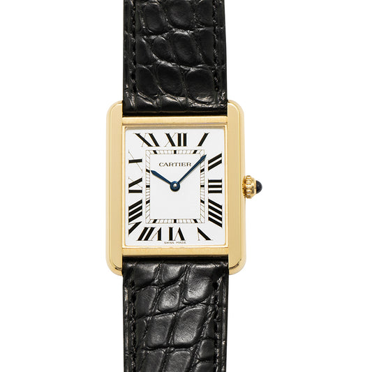 Tank Solo 35mm Quartz Silver Dial 18K Yellow Gold Unisex Watch