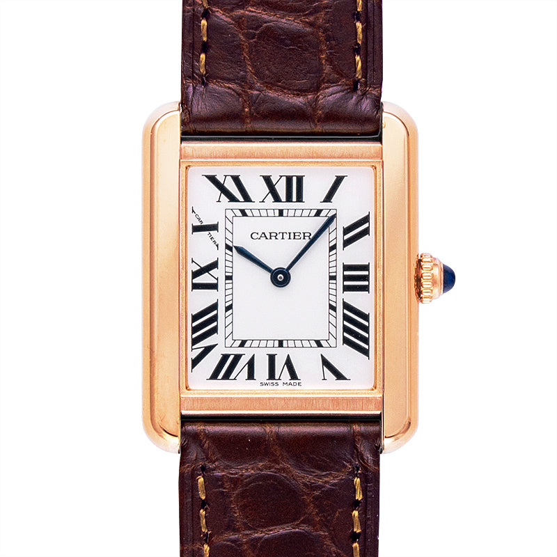 Tank Solo 31mm x 31mm Quartz Silver Dial 18kt Rose Gold and Stainless Steel Ladies Watch