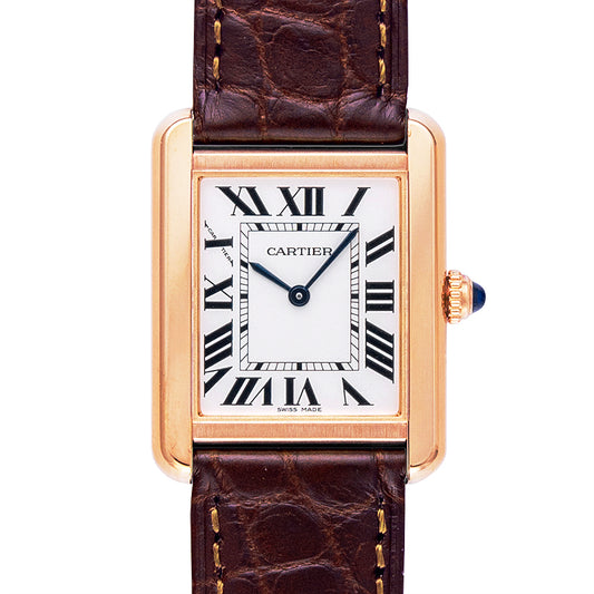 Tank Solo 31mm x 31mm Quartz Silver Dial 18kt Rose Gold and Stainless Steel Ladies Watch