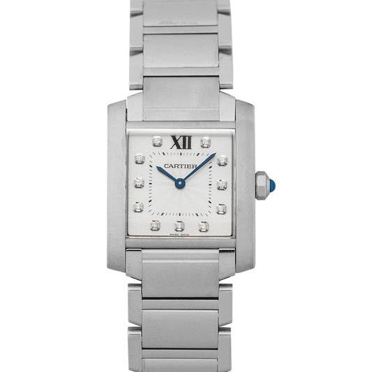 Tank Francaise 30mm Quartz Silver Dial Stainless Steel Diamonds Ladies Watch
