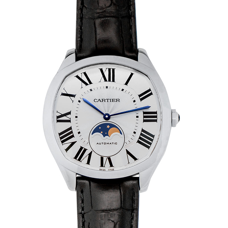 Drive de Cartier Moon Phases 40mm Automatic Silver Dial Stainless Steel Men's Watch
