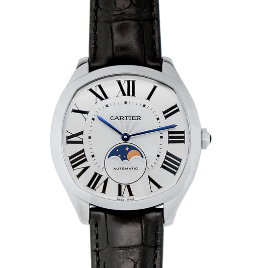 Drive de Cartier Moon Phases 40mm Automatic Silver Dial Stainless Steel Men's Watch