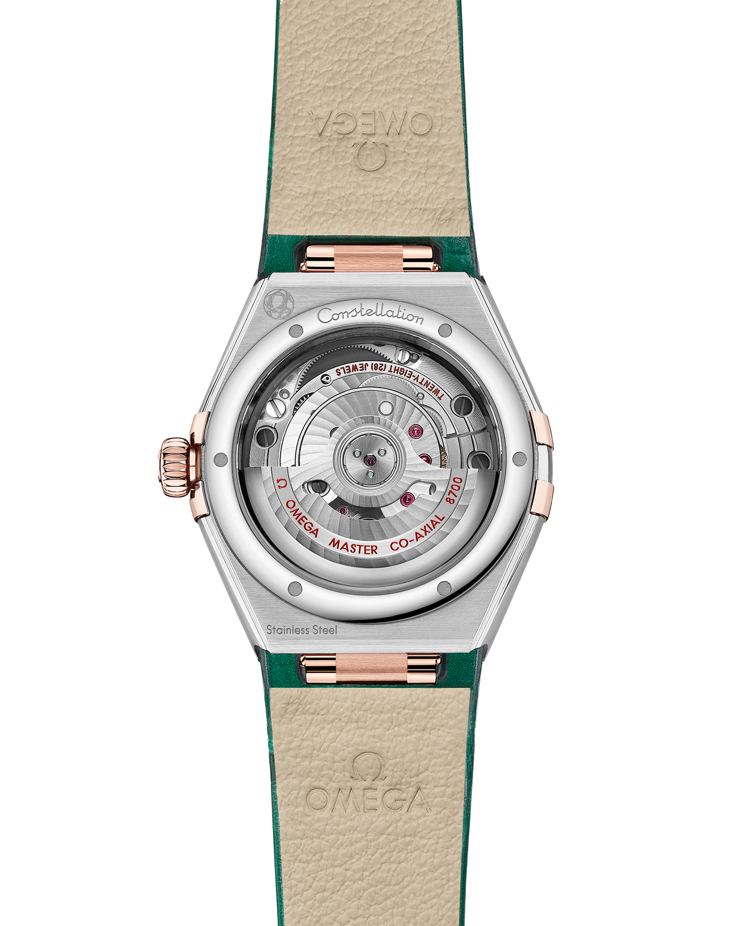 Constellation 29 mm, steel ‑ Sedna™ gold on leather strap