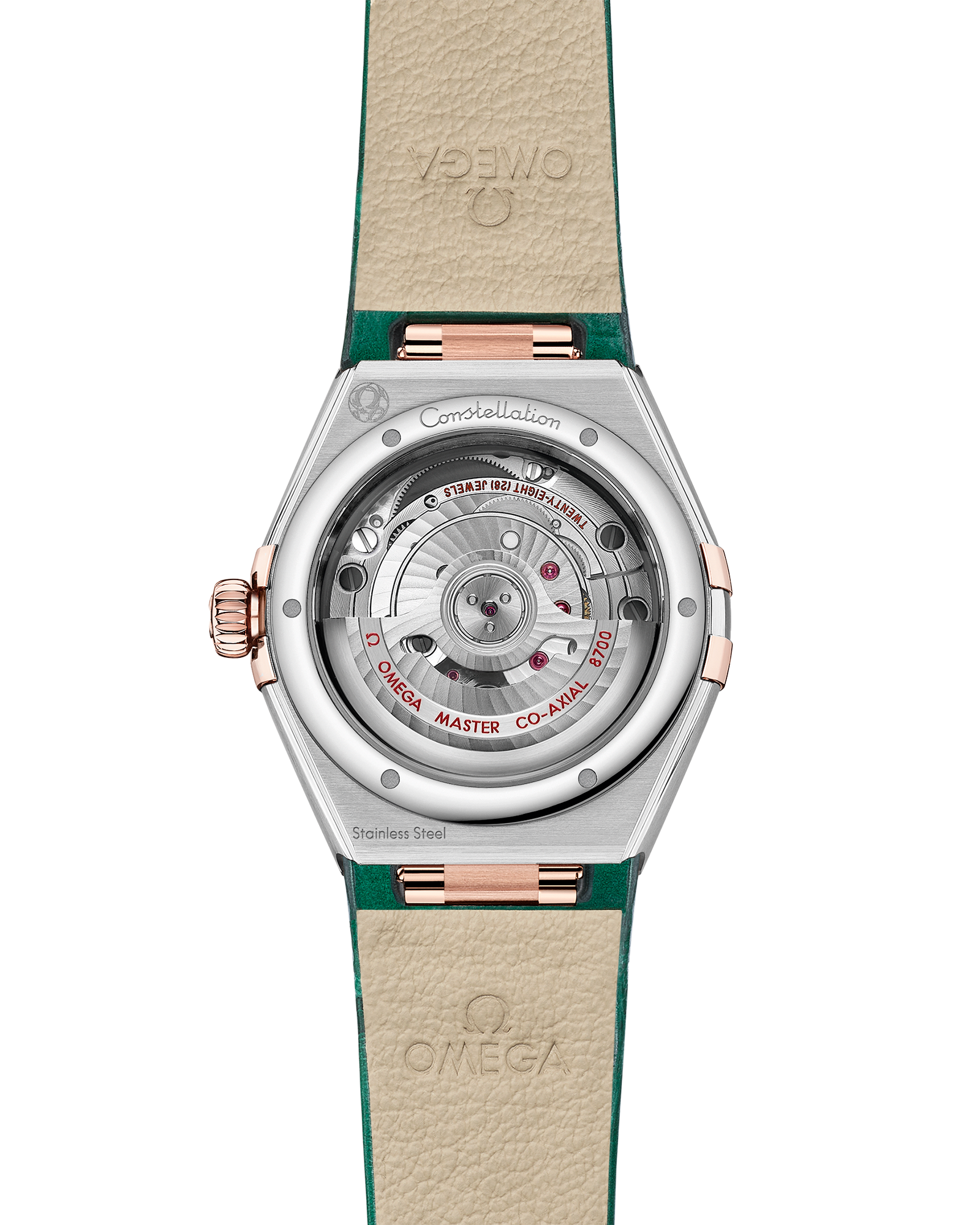 Constellation 29 mm, steel ‑ Sedna™ gold on leather strap