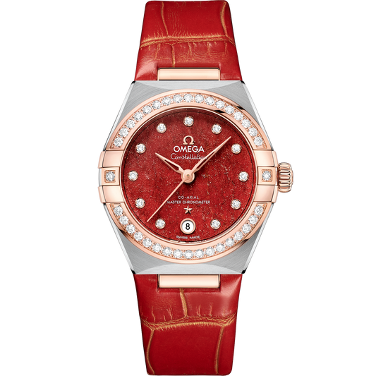 Constellation 29 mm, steel ‑ Sedna™ gold on leather strap