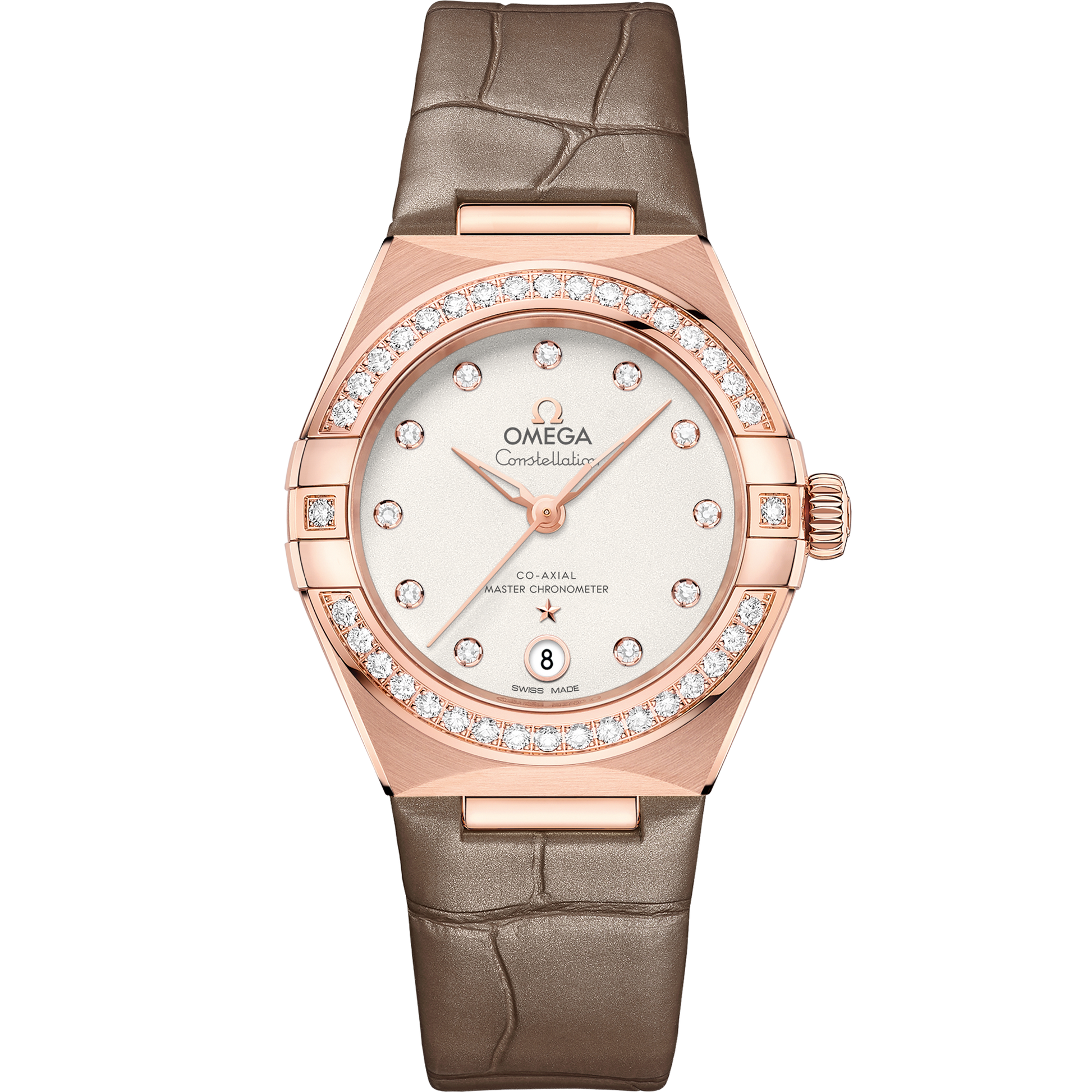 Constellation 29 mm, Sedna™ gold on leather strap