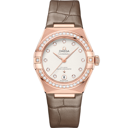 Constellation 29 mm, Sedna™ gold on leather strap