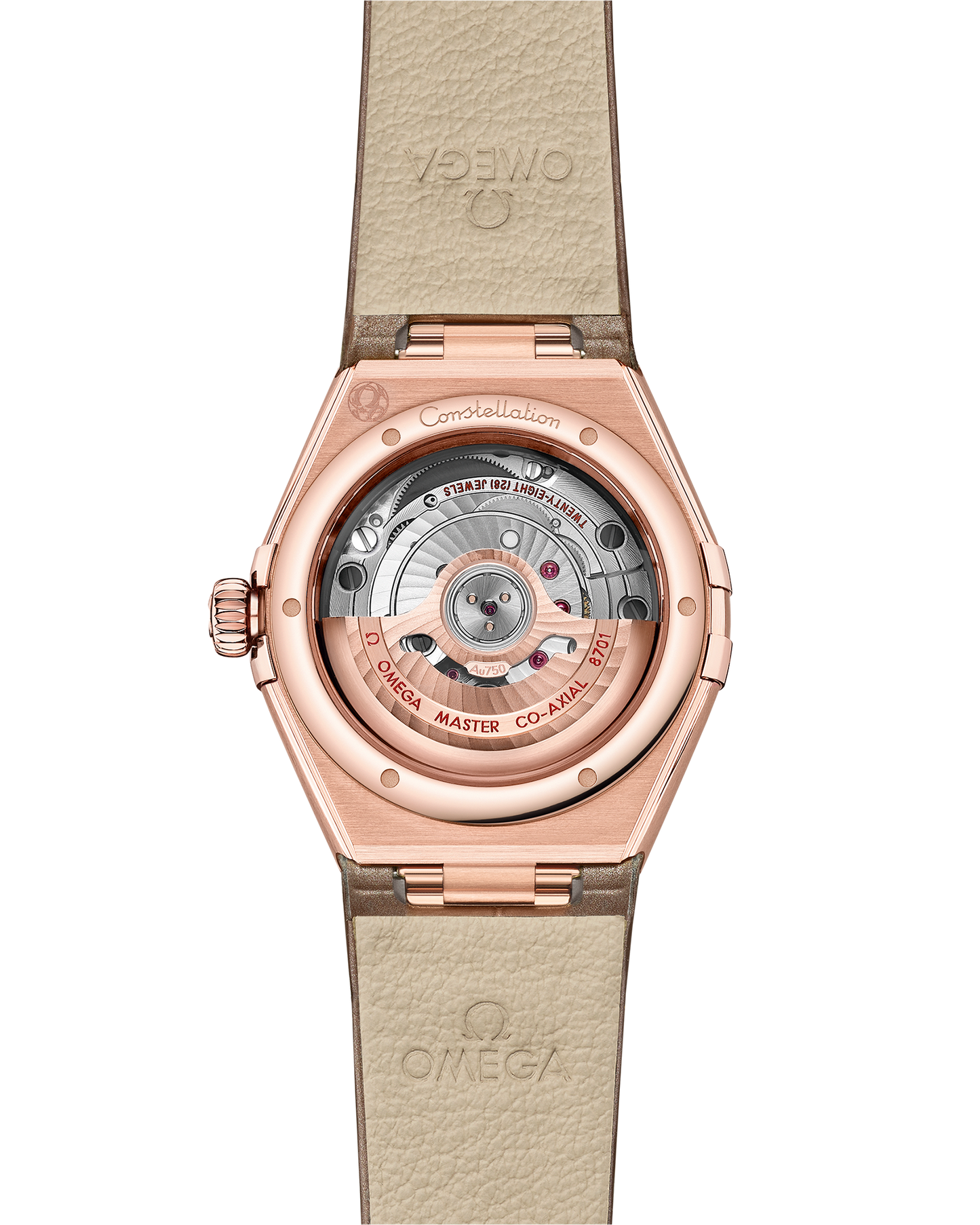 Constellation 29 mm, Sedna™ gold on leather strap