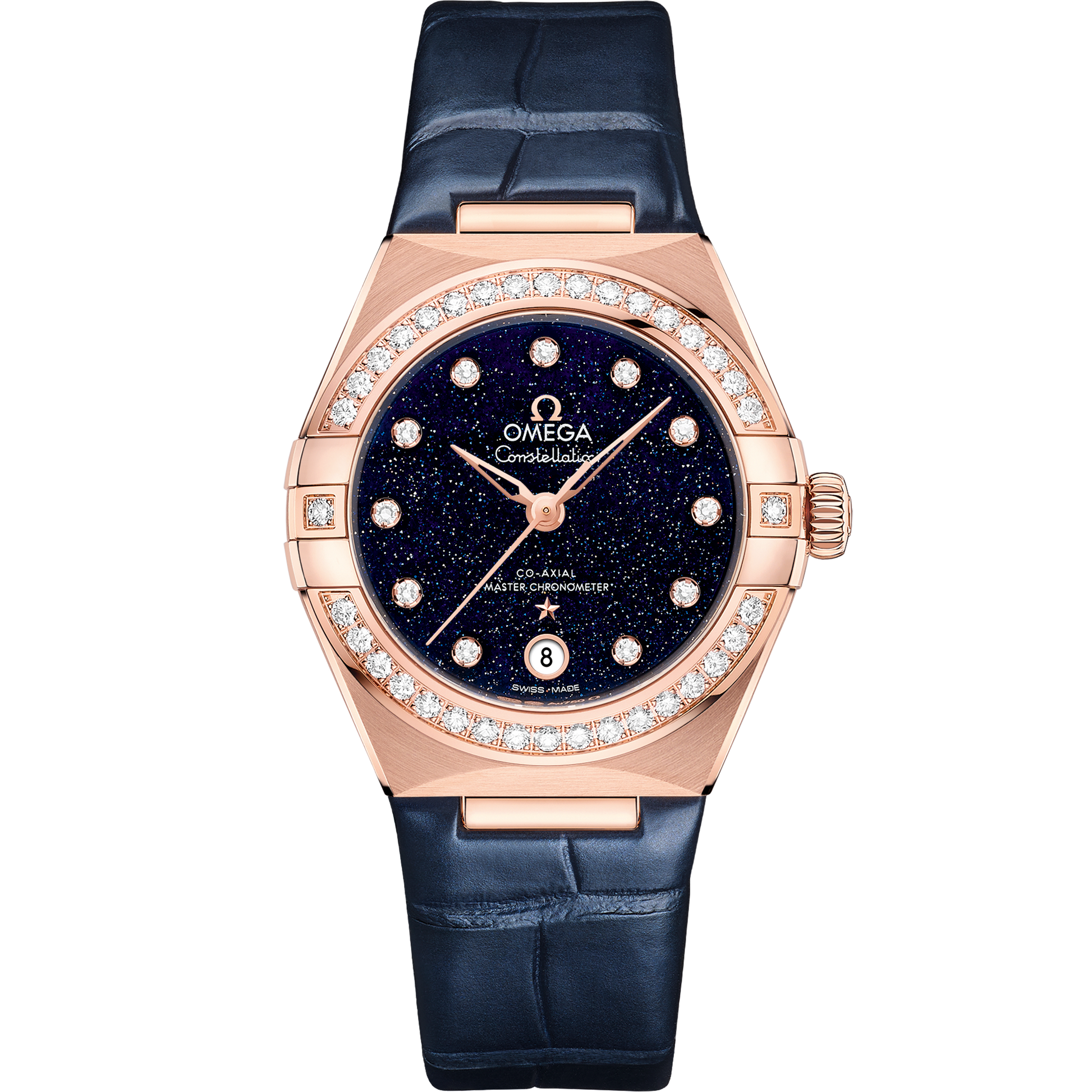 Constellation 29 mm, Sedna™ gold on leather strap