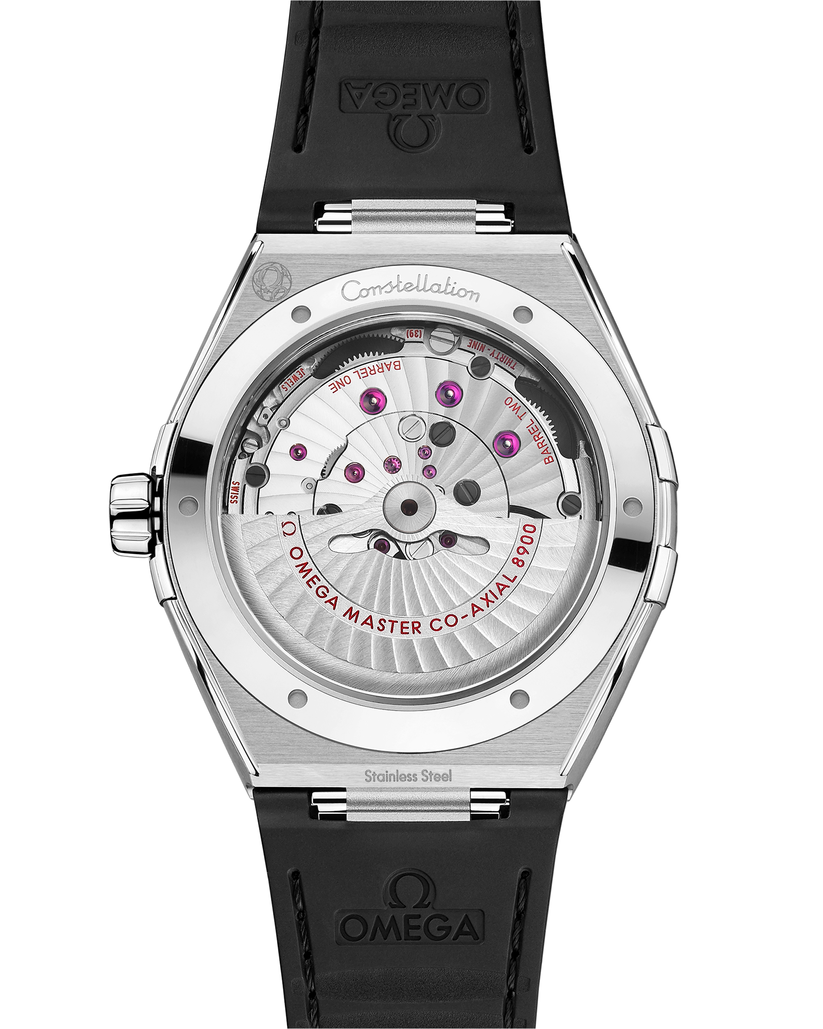 Constellation 41 mm, steel on rubber strap