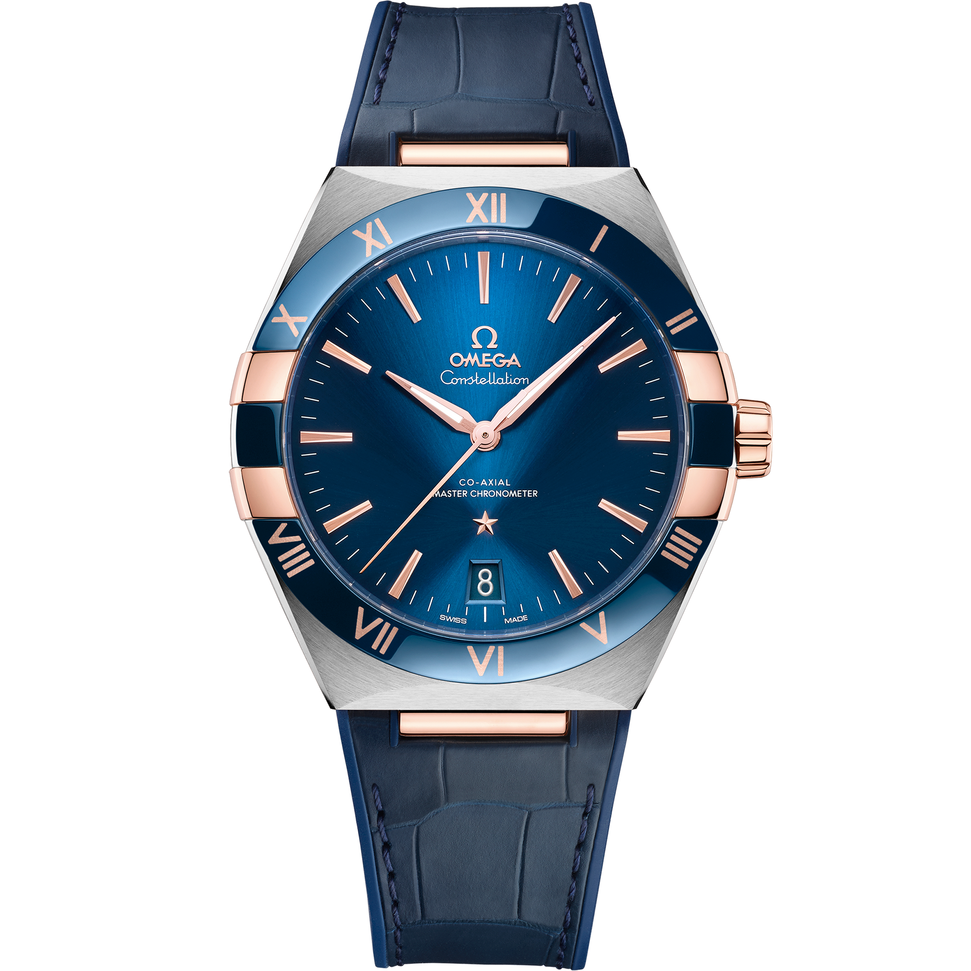Constellation 41 mm, steel ‑ Sedna™ gold on leather strap