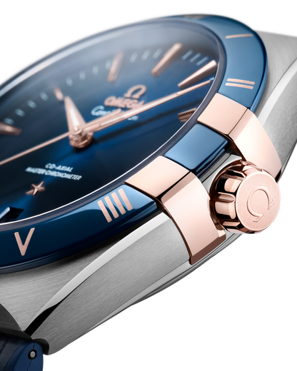 Constellation 41 mm, steel ‑ Sedna™ gold on leather strap