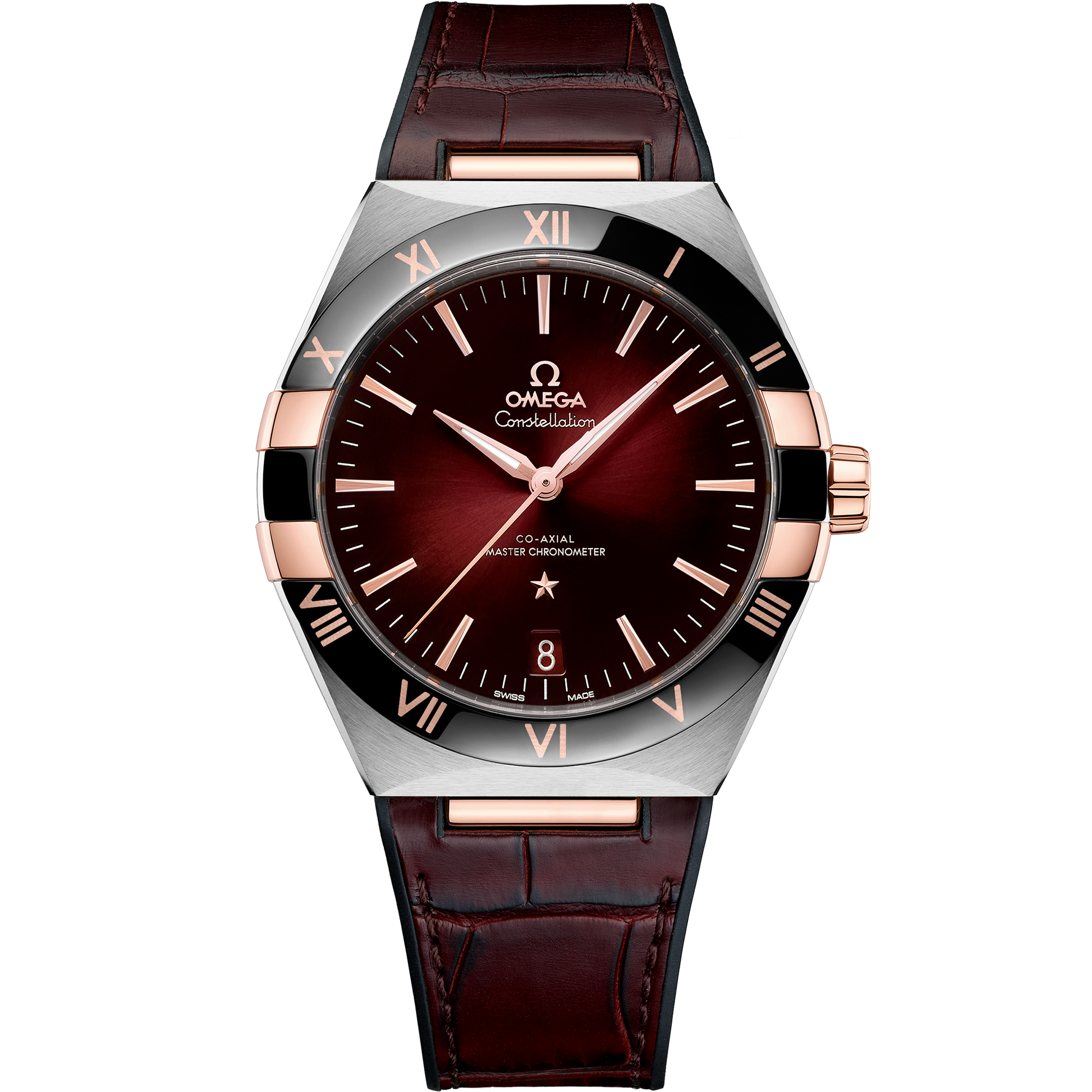 Constellation 41 mm, steel ‑ Sedna™ gold on leather strap
