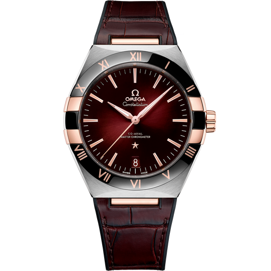 Constellation 41 mm, steel ‑ Sedna™ gold on leather strap