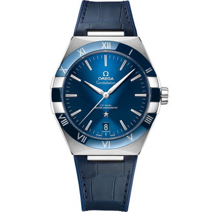 Constellation 41 mm, steel on leather strap