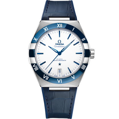 Constellation 41 mm, steel on leather strap