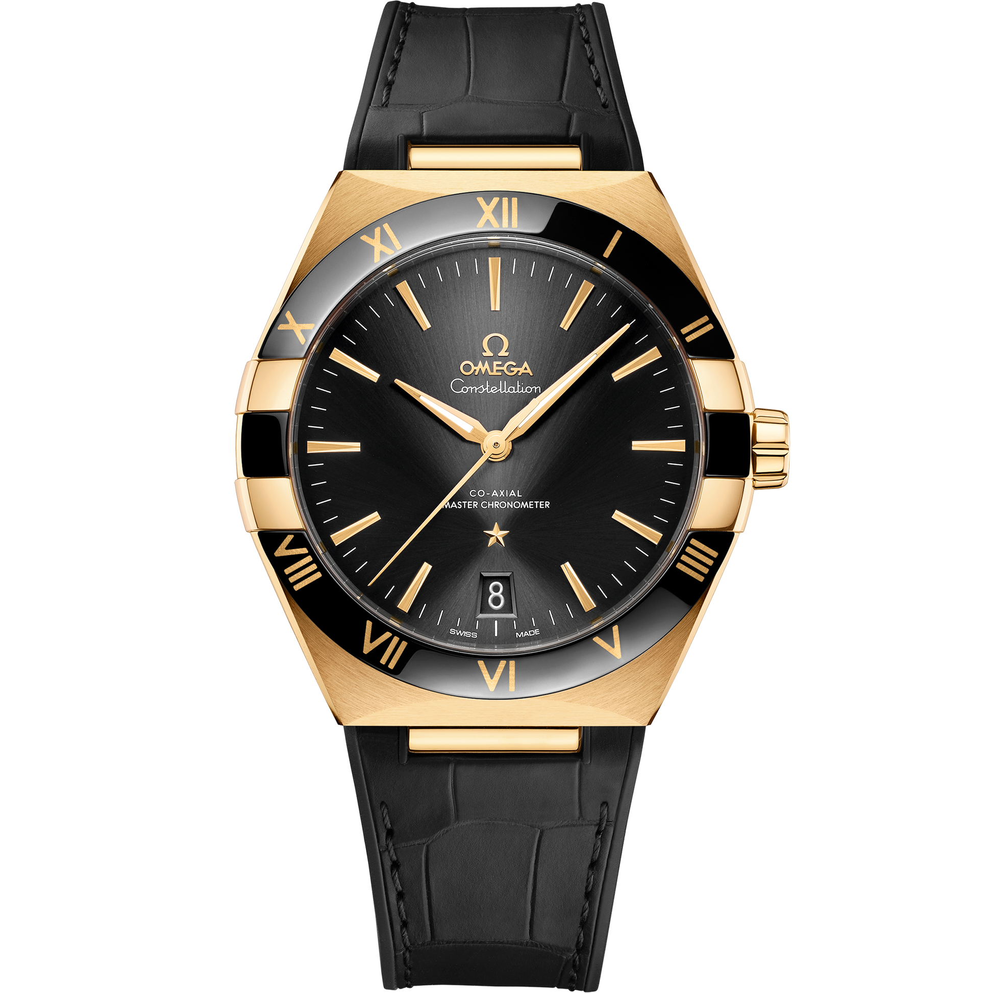 Constellation 41 mm, yellow gold on leather strap