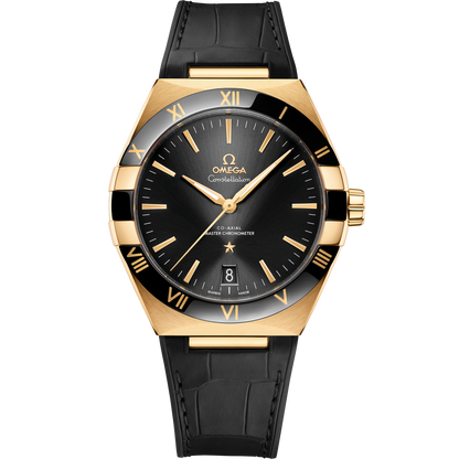 Constellation 41 mm, yellow gold on leather strap
