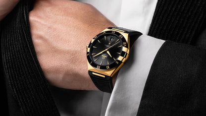 Constellation 41 mm, yellow gold on leather strap