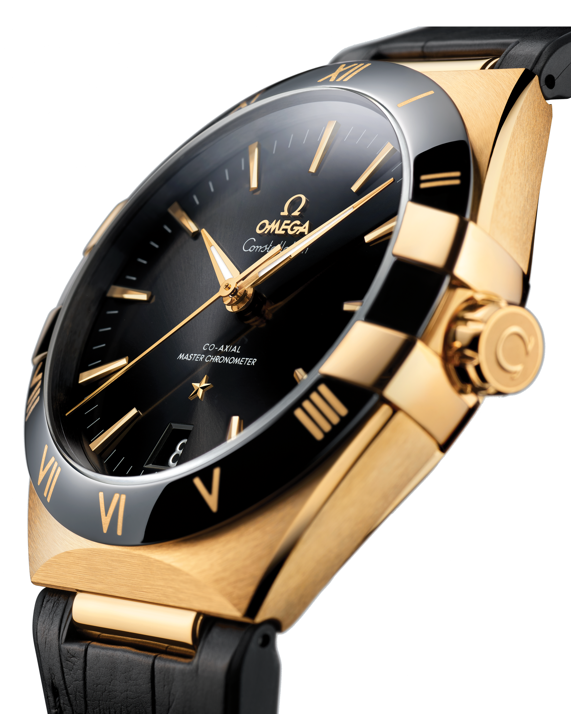 Constellation 41 mm, yellow gold on leather strap