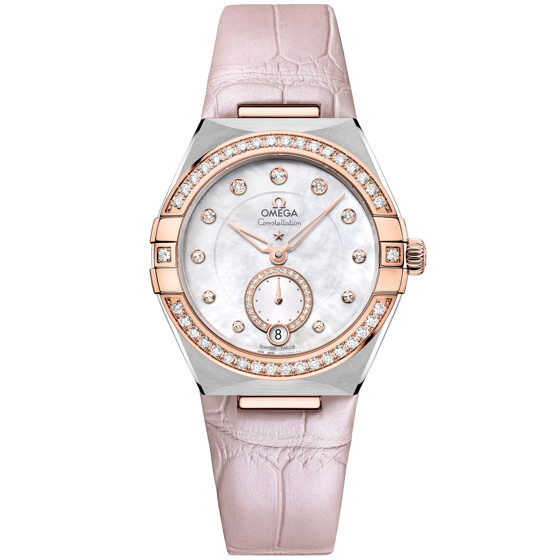 Constellation 34 mm, steel ‑ Sedna™ gold on leather strap