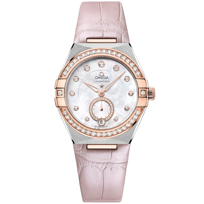 Constellation 34 mm, steel ‑ Sedna™ gold on leather strap