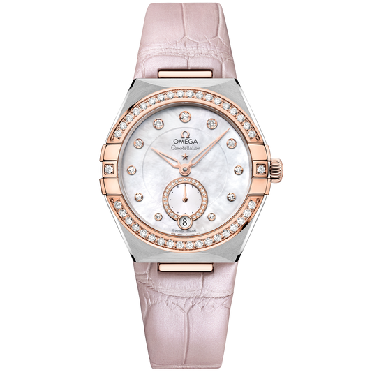 Constellation 34 mm, steel ‑ Sedna™ gold on leather strap