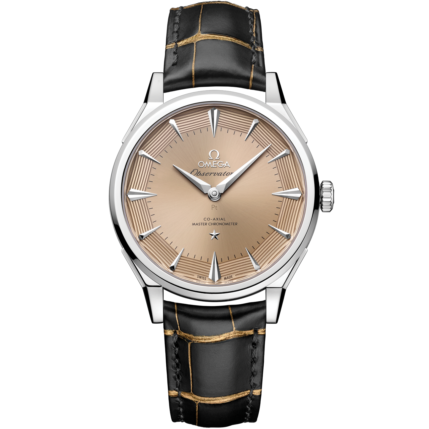Constellation Observatory 39.4 mm, platinum‑gold on alligator