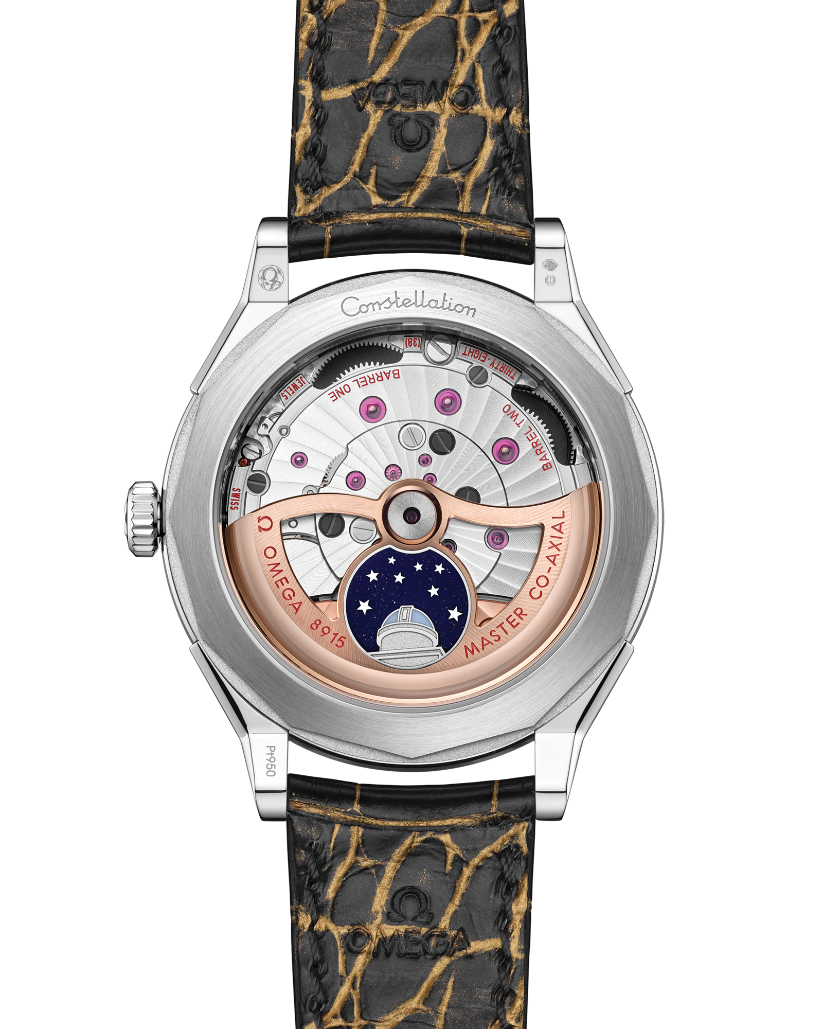 Constellation Observatory 39.4 mm, platinum‑gold on alligator