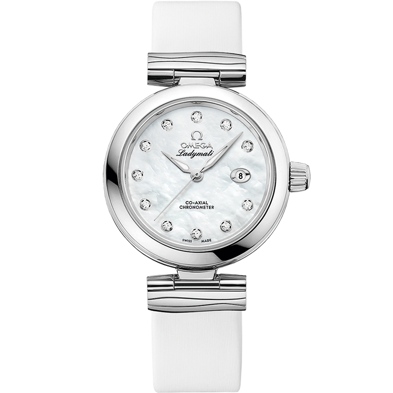 De Ville Ladymatic 34 mm, steel on leather strap