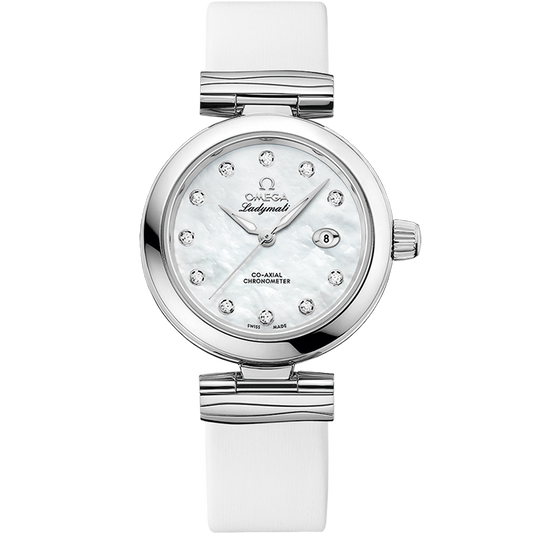 De Ville Ladymatic 34 mm, steel on leather strap