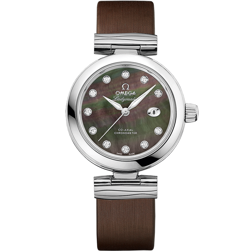 De Ville Ladymatic 34 mm, steel on leather strap