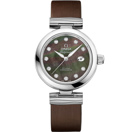De Ville Ladymatic 34 mm, steel on leather strap