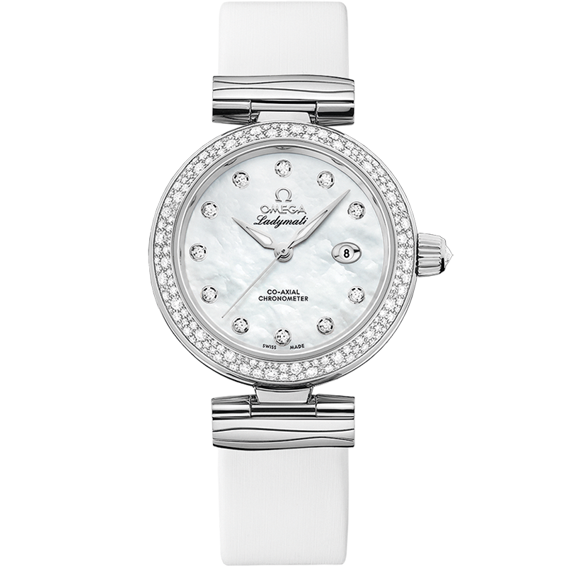 De Ville Ladymatic 34 mm, steel on leather strap