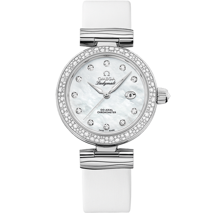 De Ville Ladymatic 34 mm, steel on leather strap