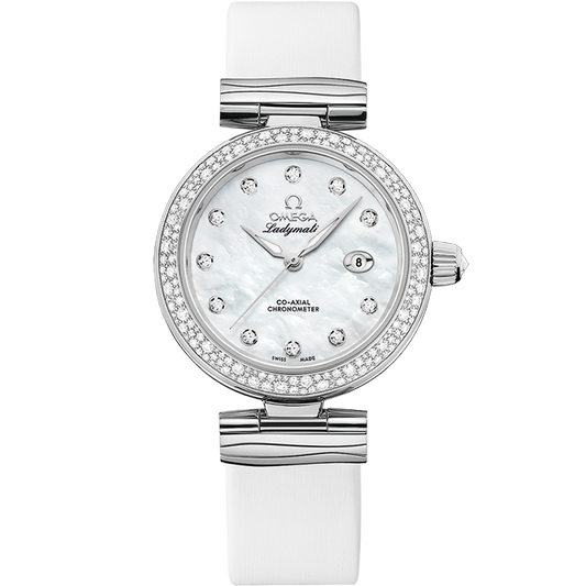 De Ville Ladymatic 34 mm, steel on leather strap