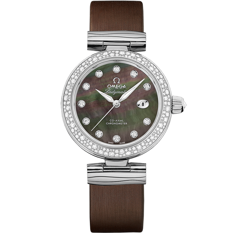 De Ville Ladymatic 34 mm, steel on leather strap