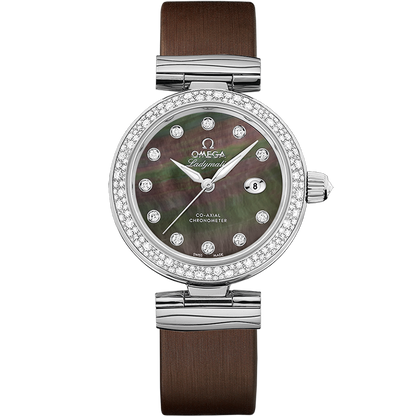 De Ville Ladymatic 34 mm, steel on leather strap