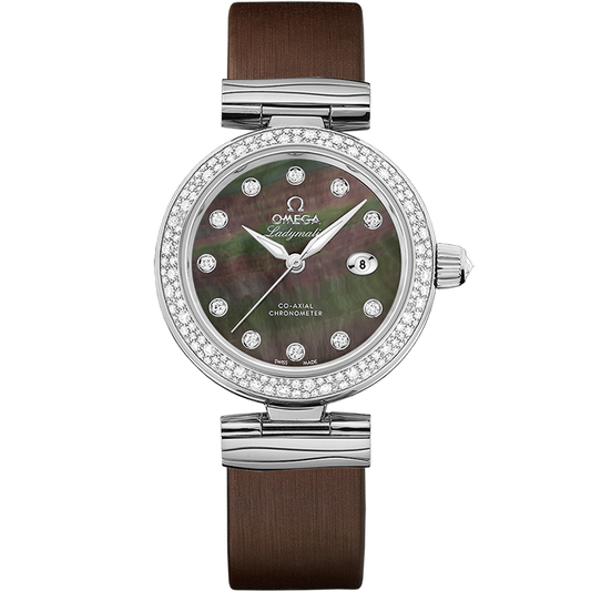 De Ville Ladymatic 34 mm, steel on leather strap