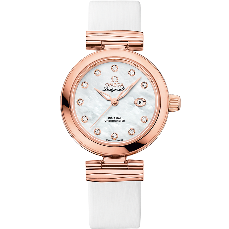 De Ville Ladymatic 34 mm, Sedna™ gold on leather strap