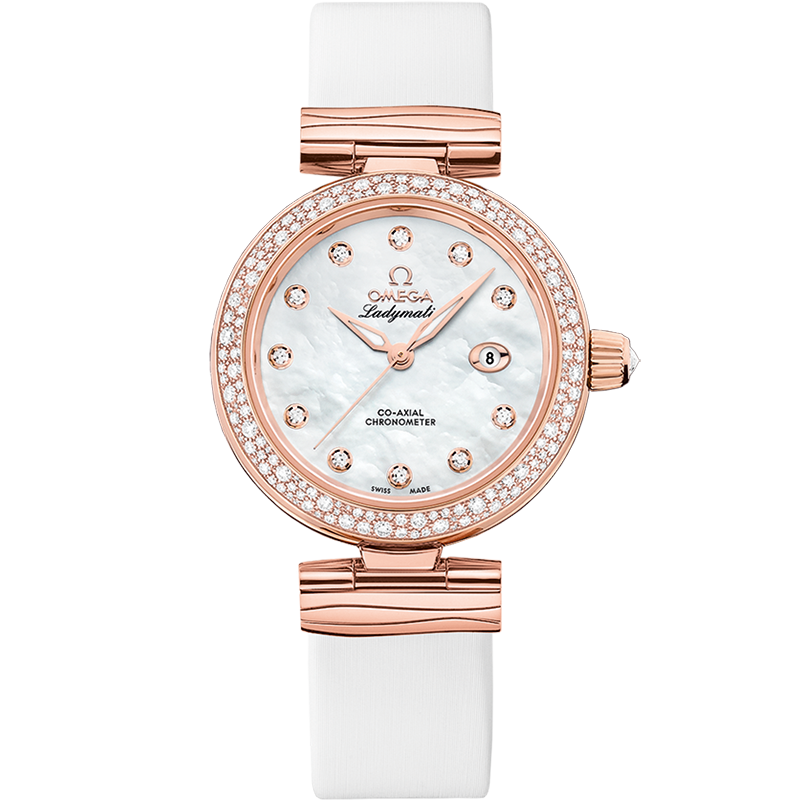 De Ville Ladymatic 34 mm, Sedna™ gold on leather strap