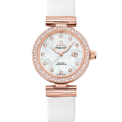 De Ville Ladymatic 34 mm, Sedna™ gold on leather strap